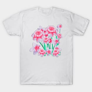 Soft Lilac and Pink Flowers with Dew Drops T-Shirt